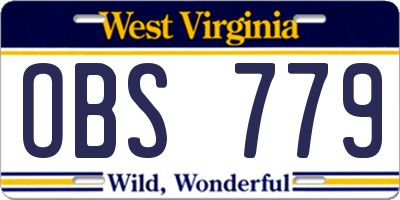 WV license plate OBS779