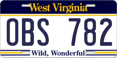 WV license plate OBS782