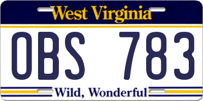 WV license plate OBS783