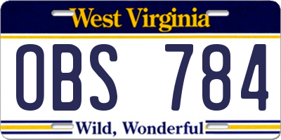 WV license plate OBS784