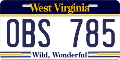 WV license plate OBS785