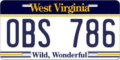 WV license plate OBS786