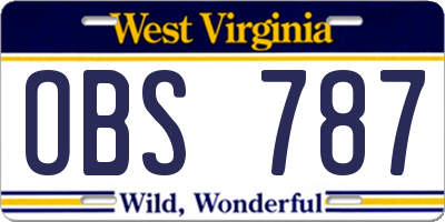 WV license plate OBS787