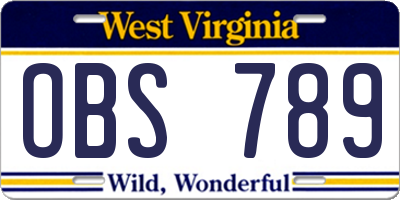 WV license plate OBS789