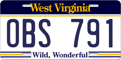 WV license plate OBS791