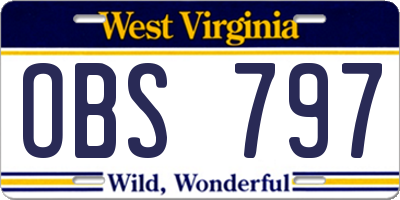 WV license plate OBS797