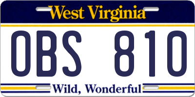 WV license plate OBS810