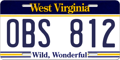 WV license plate OBS812