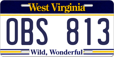 WV license plate OBS813