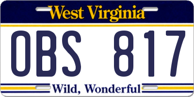 WV license plate OBS817