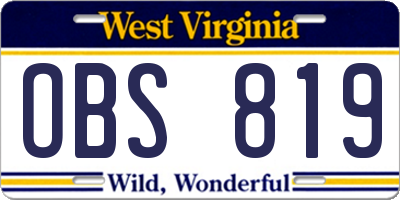 WV license plate OBS819