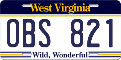 WV license plate OBS821