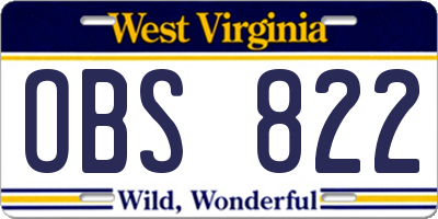 WV license plate OBS822