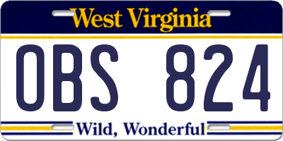 WV license plate OBS824