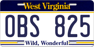 WV license plate OBS825