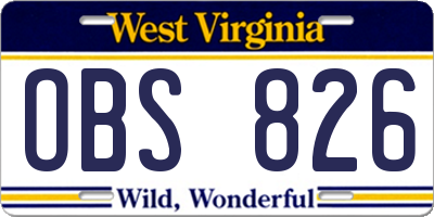 WV license plate OBS826