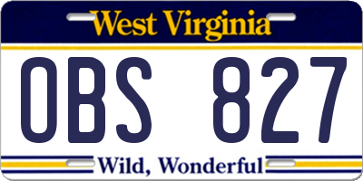 WV license plate OBS827