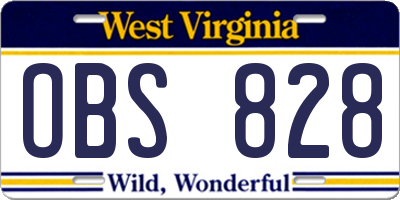 WV license plate OBS828