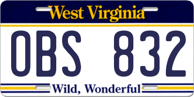 WV license plate OBS832