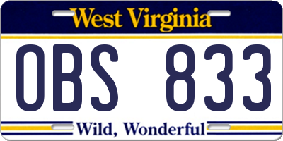 WV license plate OBS833