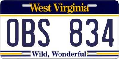 WV license plate OBS834