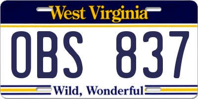 WV license plate OBS837