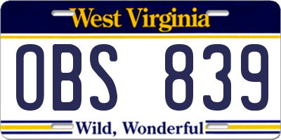 WV license plate OBS839