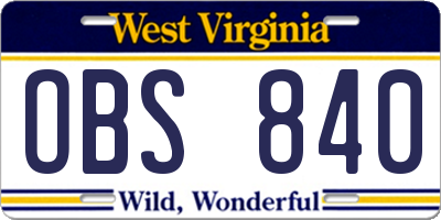 WV license plate OBS840