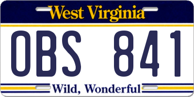 WV license plate OBS841