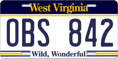 WV license plate OBS842