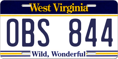 WV license plate OBS844
