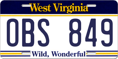 WV license plate OBS849