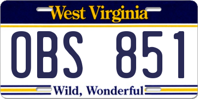 WV license plate OBS851