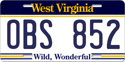 WV license plate OBS852