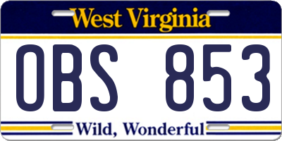 WV license plate OBS853