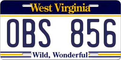 WV license plate OBS856