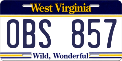 WV license plate OBS857