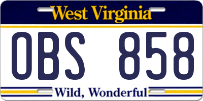 WV license plate OBS858