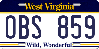 WV license plate OBS859