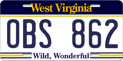 WV license plate OBS862