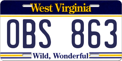 WV license plate OBS863