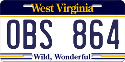 WV license plate OBS864
