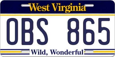 WV license plate OBS865