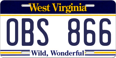 WV license plate OBS866