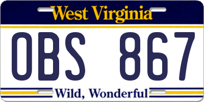WV license plate OBS867