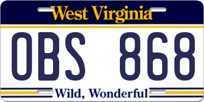WV license plate OBS868