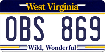 WV license plate OBS869
