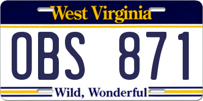 WV license plate OBS871