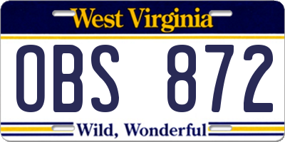 WV license plate OBS872