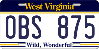 WV license plate OBS875